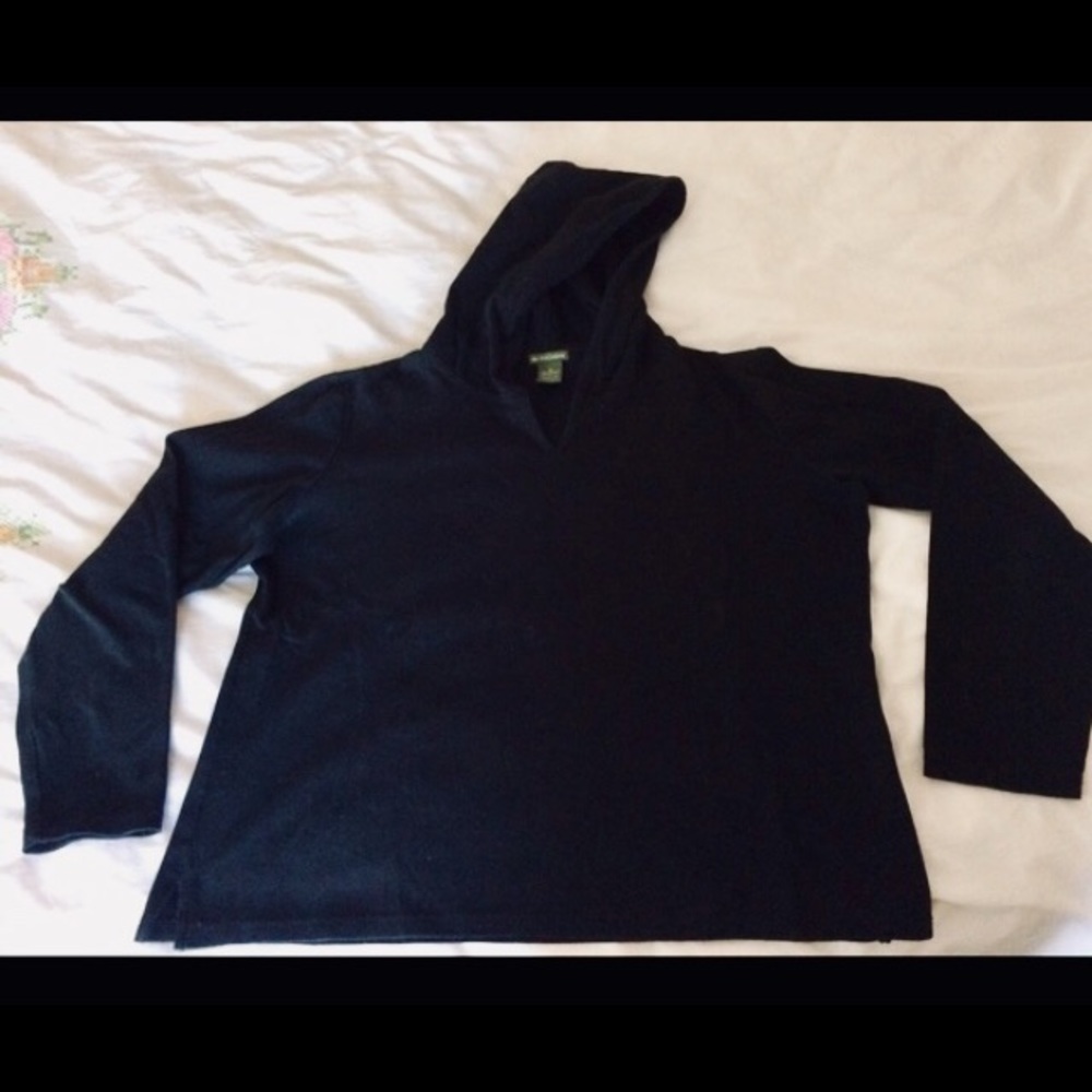 Dockers Black 100% Cotton Athleisure Hoodie Size M 3/4 Sleeve Made in USA NWOT